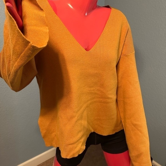 Nasty Gal Collection Mustard V-Neck Sweater - Picture 1 of 5